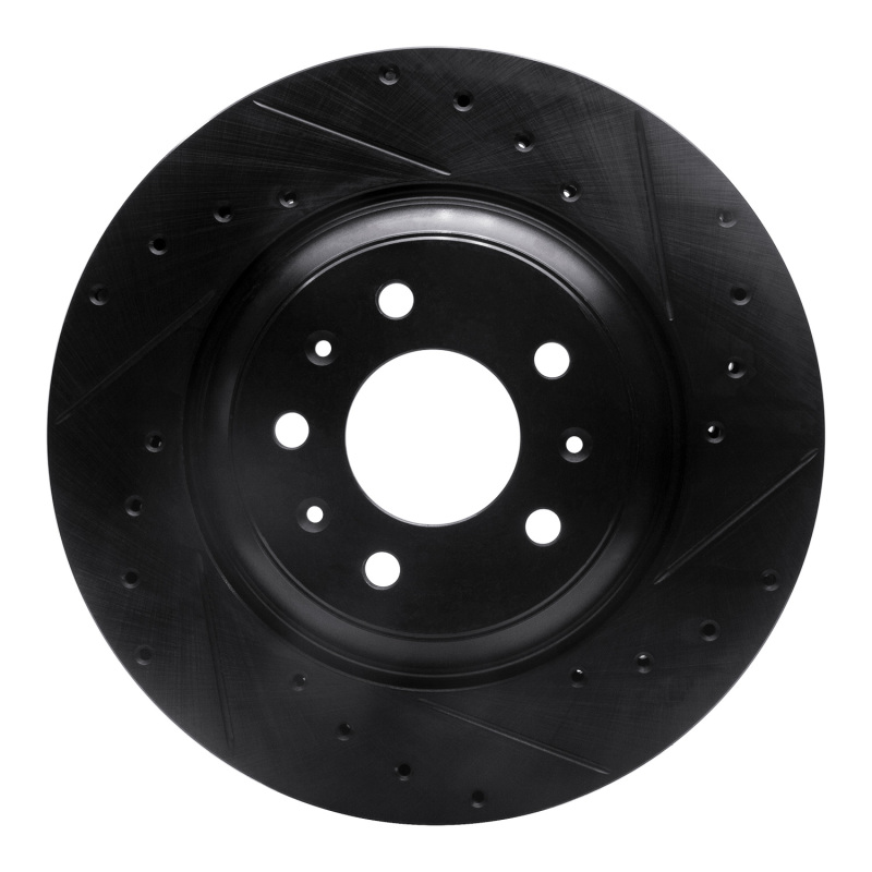 Cadillac CTS Brake Rotor (1) - Front Right - R1 Concepts - Drilled & Slotted - Black - `04-`08